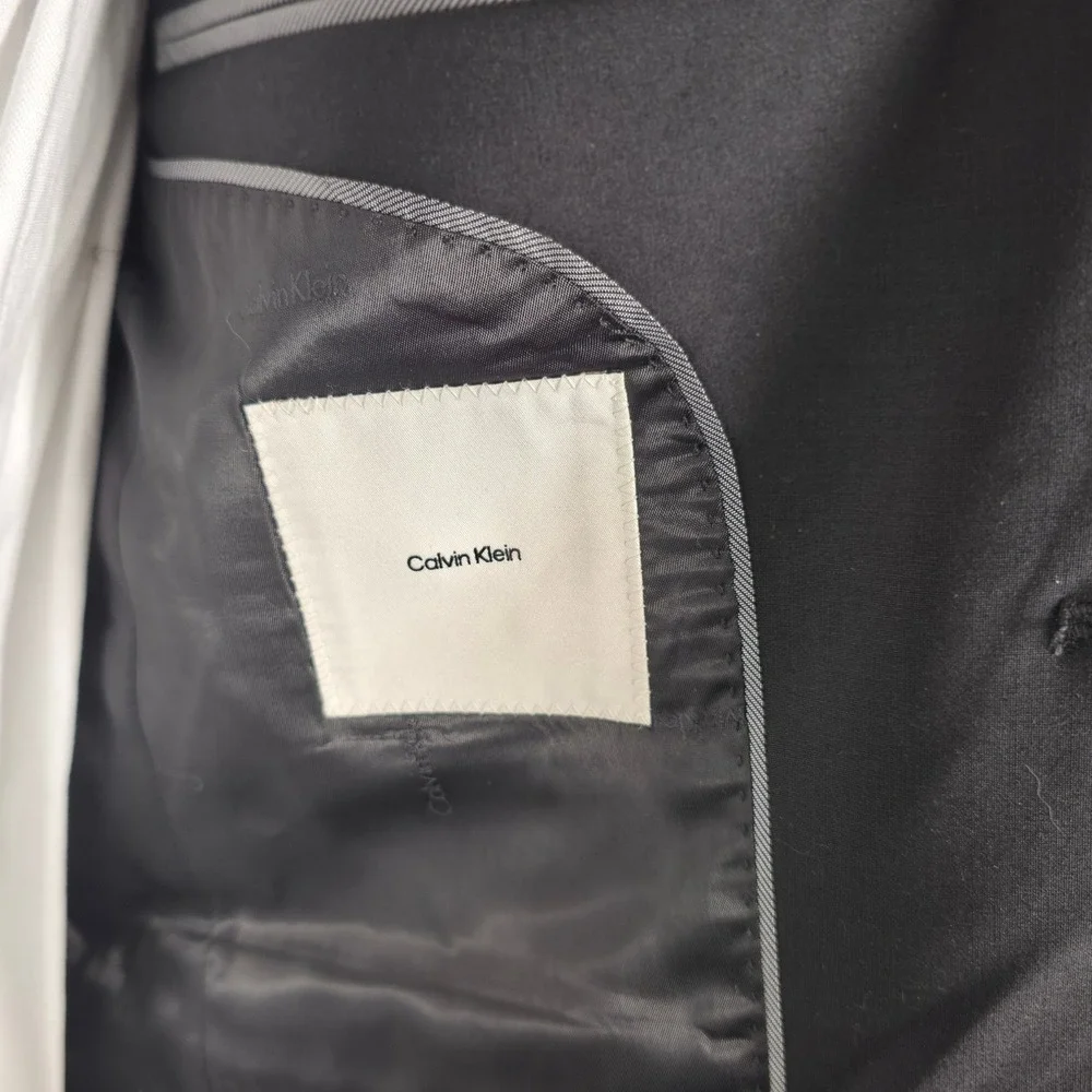 Calvin Klein Sport Coat Maxwell Men 38R Black Wool Blend Quiet Luxury Office NWT